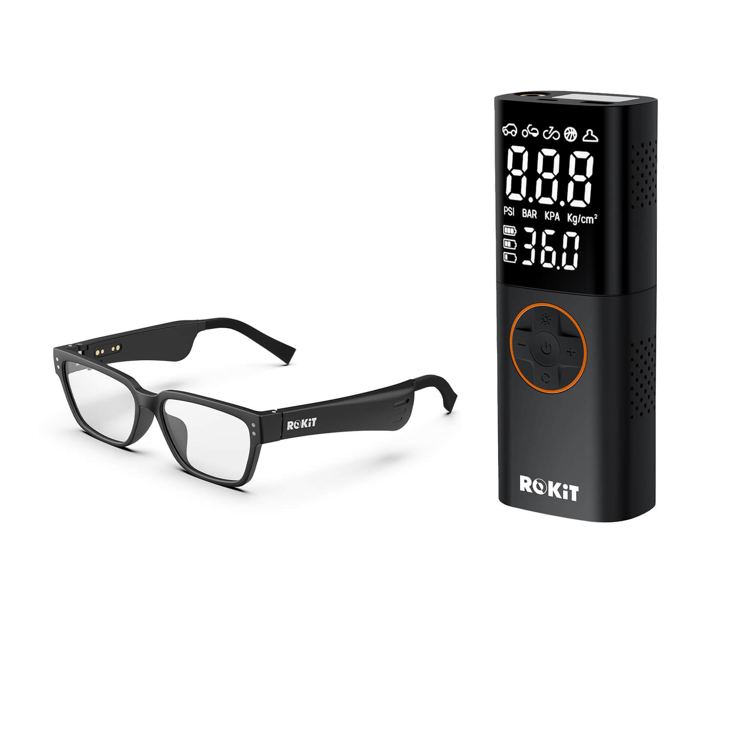 ROKiT Solos 2 Smart Glasses + ROKiT 7800mAh Portable Tire Inflator ROKiT Life